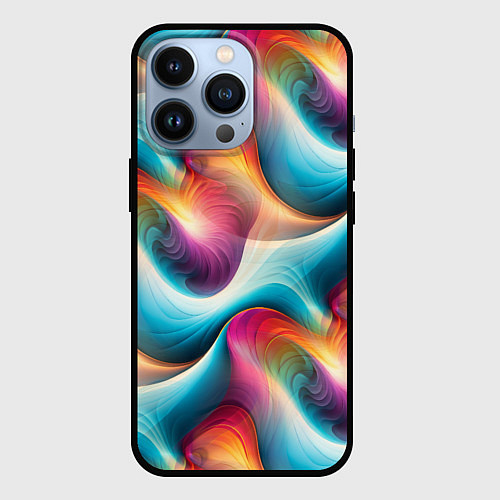 Чехол iPhone 13 Pro Волнообразная разноцветная абстракция / 3D-Черный – фото 1