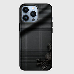 Чехол iPhone 13 Pro Серо-черная шотландская клетка и цветы