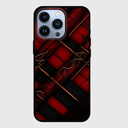 Чехол iPhone 13 Pro Тёмно-красная диагональная клетка