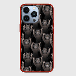 Чехол для iPhone 13 Pro Коты любят рок-музыку, цвет: 3D-красный