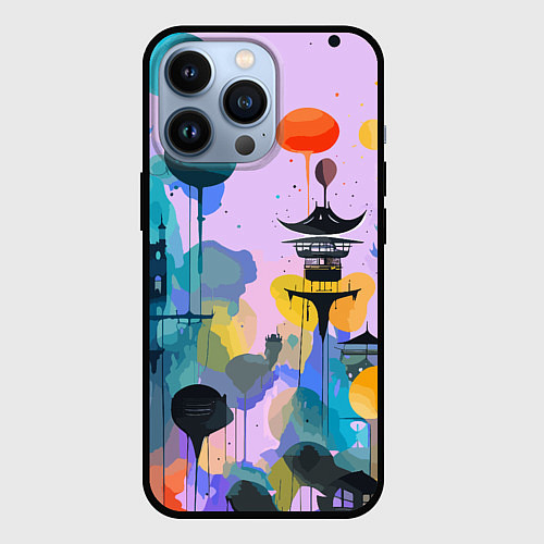 Чехол iPhone 13 Pro Фантазийный японский паттерн / 3D-Черный – фото 1