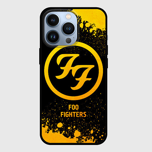 Чехол iPhone 13 Pro Foo Fighters - gold gradient / 3D-Черный – фото 1