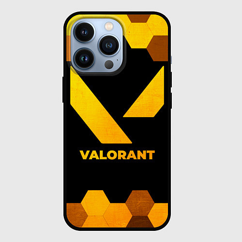 Чехол iPhone 13 Pro Valorant - gold gradient / 3D-Черный – фото 1
