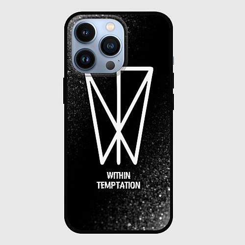 Чехол iPhone 13 Pro Within Temptation glitch на темном фоне / 3D-Черный – фото 1