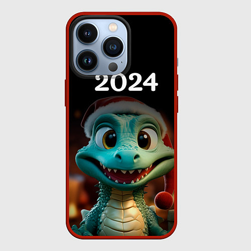 Чехол iPhone 13 Pro Дракон символ года 2024 / 3D-Красный – фото 1