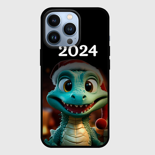Чехол iPhone 13 Pro Дракон символ года 2024 / 3D-Черный – фото 1