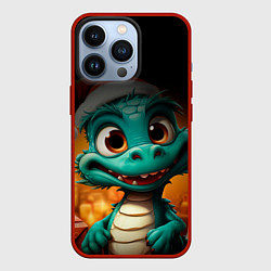 Чехол для iPhone 13 Pro Зеленый дракон, цвет: 3D-красный