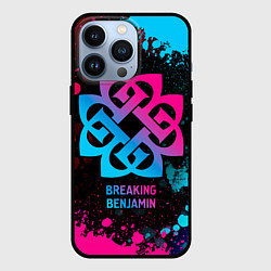 Чехол для iPhone 13 Pro Breaking Benjamin - neon gradient, цвет: 3D-черный