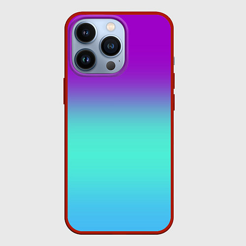 Чехол iPhone 13 Pro Фиолетовый бирюзовый голубой неоновый градиент / 3D-Красный – фото 1