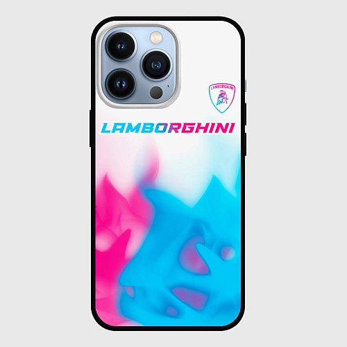 Чехол iPhone 13 Pro Lamborghini neon gradient style посередине / 3D-Черный – фото 1