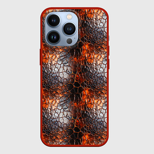 Чехол iPhone 13 Pro Текстура дорогой кожи паттерн / 3D-Красный – фото 1