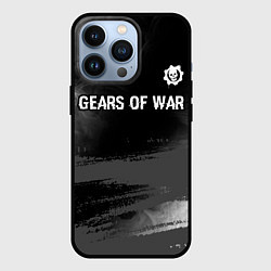 Чехол iPhone 13 Pro Gears of War glitch на темном фоне посередине