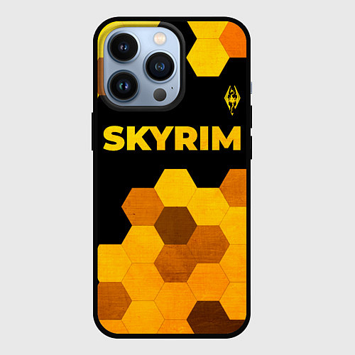 Чехол iPhone 13 Pro Skyrim - gold gradient посередине / 3D-Черный – фото 1