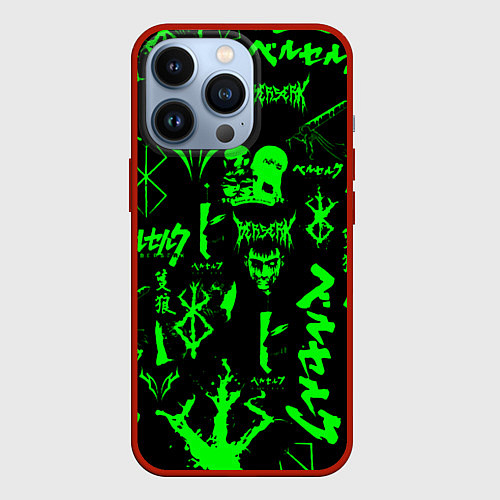 Чехол iPhone 13 Pro Berserk neon green / 3D-Красный – фото 1