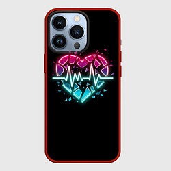 Чехол для iPhone 13 Pro Разбитое сердце с линией пульса со свечением, цвет: 3D-красный