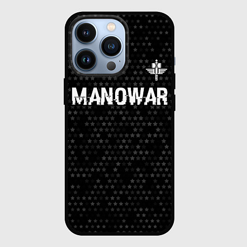 Чехол iPhone 13 Pro Manowar glitch на темном фоне посередине / 3D-Черный – фото 1