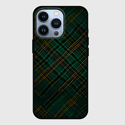 Чехол iPhone 13 Pro Тёмно-зелёная диагональная клетка в шотландском ст