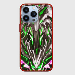Чехол для iPhone 13 Pro Зелёная киберпанк броня, цвет: 3D-красный