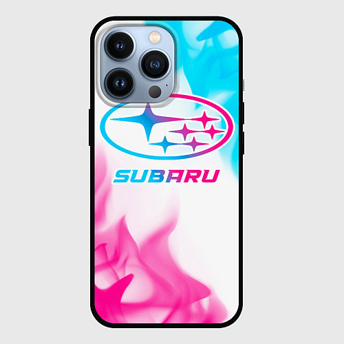 Чехол iPhone 13 Pro Subaru neon gradient style / 3D-Черный – фото 1