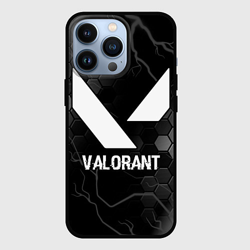 Чехол iPhone 13 Pro Valorant glitch на темном фоне / 3D-Черный – фото 1
