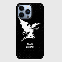 Чехол iPhone 13 Pro Black Sabbath glitch на темном фоне