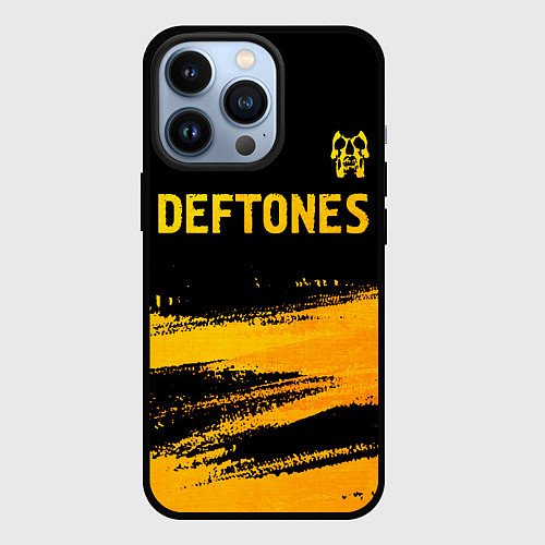 Чехол iPhone 13 Pro Deftones - gold gradient посередине / 3D-Черный – фото 1