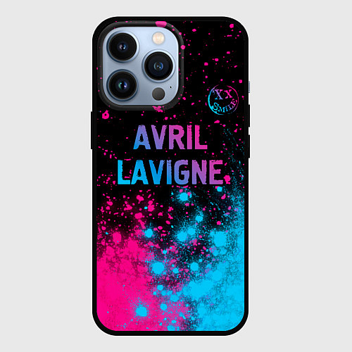 Чехол iPhone 13 Pro Avril Lavigne - neon gradient посередине / 3D-Черный – фото 1