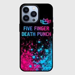 Чехол для iPhone 13 Pro Five Finger Death Punch - neon gradient посередине, цвет: 3D-черный