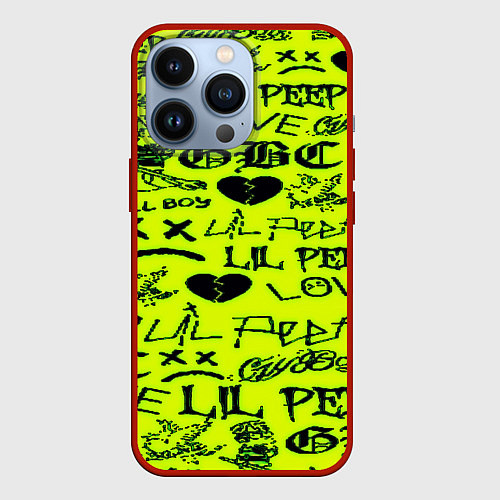 Чехол iPhone 13 Pro Lil peep кислотный стиль / 3D-Красный – фото 1