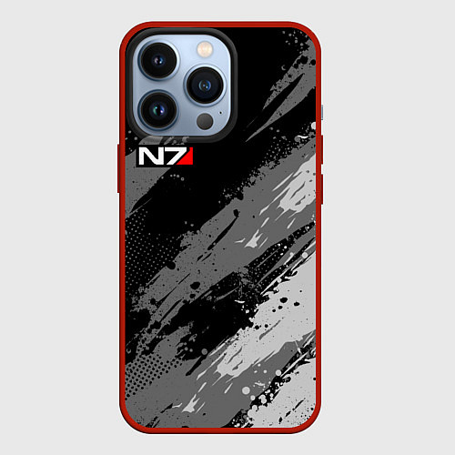 Чехол iPhone 13 Pro N7 - mass effect monochrome / 3D-Красный – фото 1