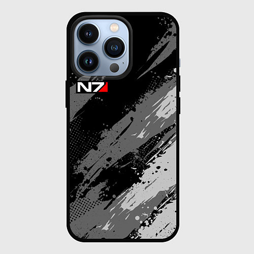 Чехол iPhone 13 Pro N7 - mass effect monochrome / 3D-Черный – фото 1