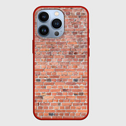 Чехол для iPhone 13 Pro Кирпичная стена узор, цвет: 3D-красный