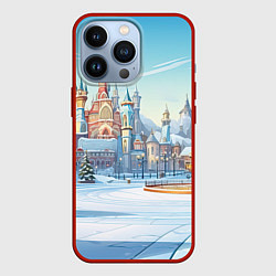 Чехол для iPhone 13 Pro Новогодний городской пейзаж, цвет: 3D-красный