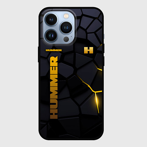 Чехол iPhone 13 Pro Hummer - плиты с эффектом свечения / 3D-Черный – фото 1