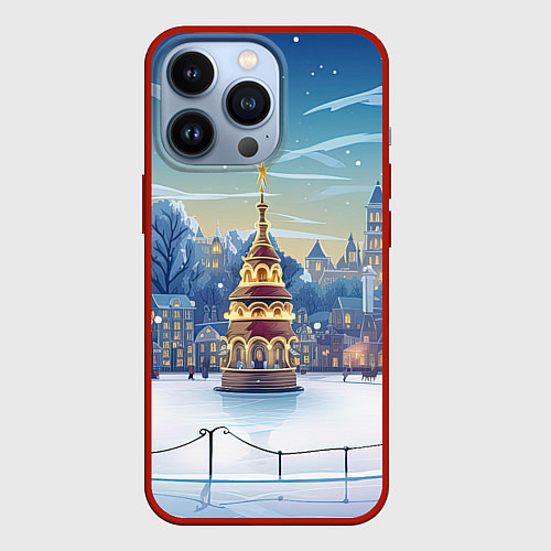 Чехол iPhone 13 Pro Новогодняя погода / 3D-Красный – фото 1