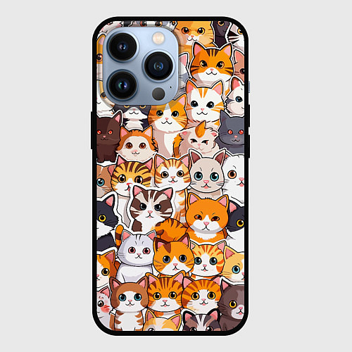 Чехол iPhone 13 Pro Очень много котиков / 3D-Черный – фото 1