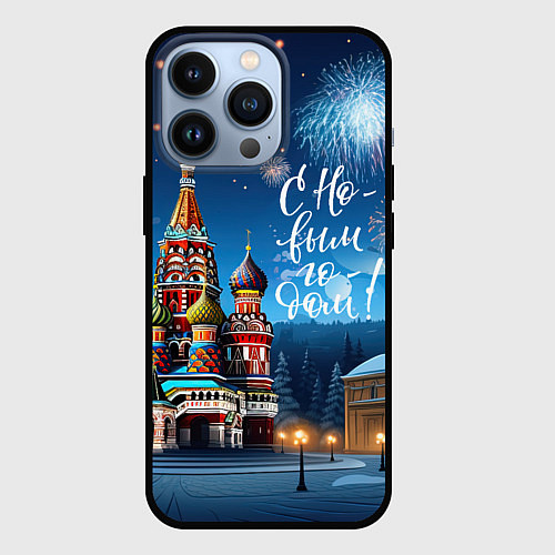 Чехол iPhone 13 Pro Москва новогодняя / 3D-Черный – фото 1