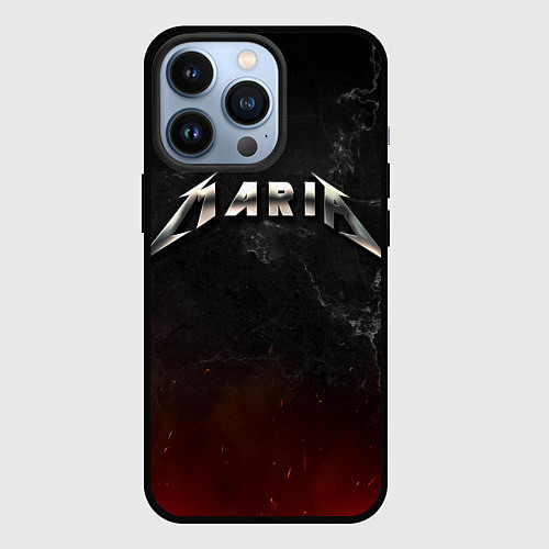 Чехол iPhone 13 Pro Мария в стиле Металлика - искры и огонь / 3D-Черный – фото 1