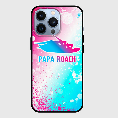 Чехол iPhone 13 Pro Papa Roach neon gradient style / 3D-Черный – фото 1