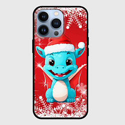 Чехол для iPhone 13 Pro Милый дракончик на красном новогоднем фоне, цвет: 3D-черный
