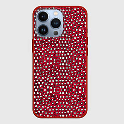 Чехол для iPhone 13 Pro Белые пузырьки на красном фоне, цвет: 3D-красный
