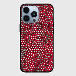 Чехол iPhone 13 Pro Белые пузырьки на красном фоне