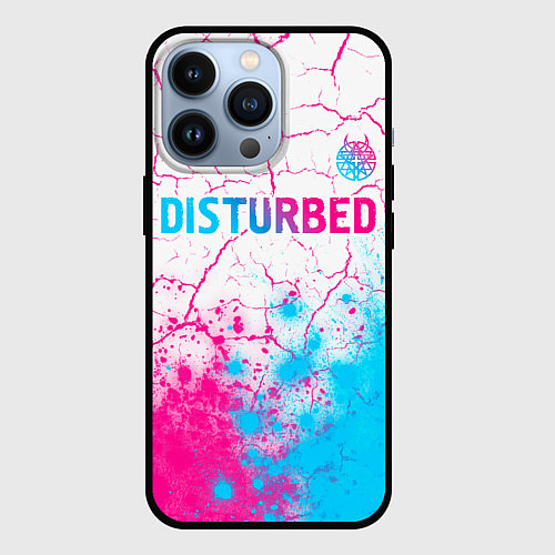 Чехол iPhone 13 Pro Disturbed neon gradient style посередине / 3D-Черный – фото 1