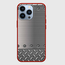 Чехол для iPhone 13 Pro Стальные листы, цвет: 3D-красный