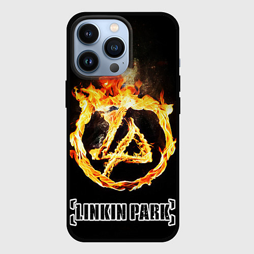 Чехол iPhone 13 Pro Linkin Park - fire logo / 3D-Черный – фото 1