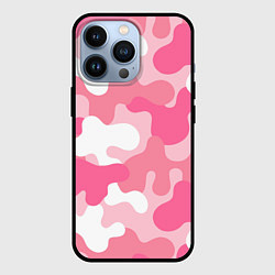 Чехол для iPhone 13 Pro Камуфляж розовый, цвет: 3D-черный