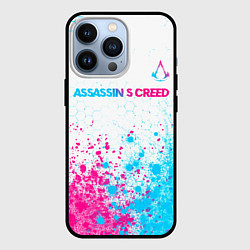 Чехол iPhone 13 Pro Assassins Creed neon gradient style посередине
