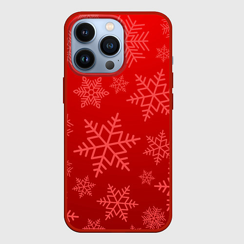Чехол iPhone 13 Pro Красные снежинки / 3D-Красный – фото 1