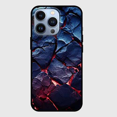 Чехол iPhone 13 Pro Большие камни с разломами / 3D-Черный – фото 1