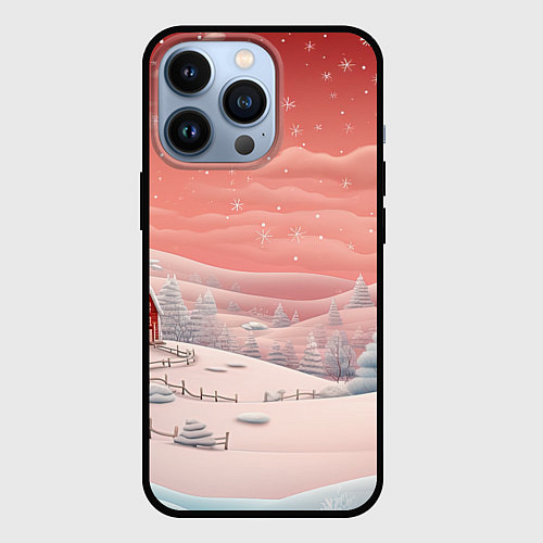 Чехол iPhone 13 Pro Предновогодний снегопад / 3D-Черный – фото 1